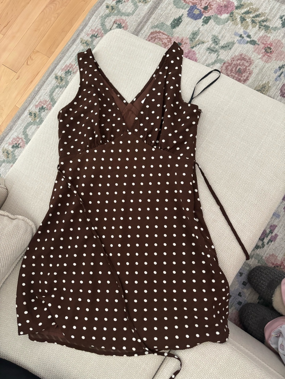 Princess Polly Brown Dress with White Polka Dots